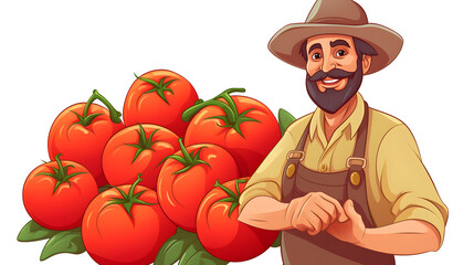 Professional Farmer Harvesting Ripe Tomato in Garden - Agriculture Concept