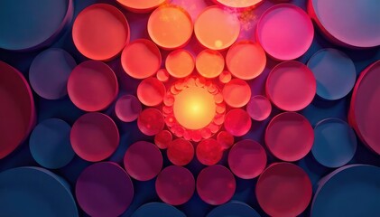 Symmetrical, overlapping circles forming a complex grid, minimal, art, design