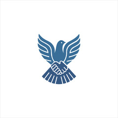 A blue dove with a logo for the company 