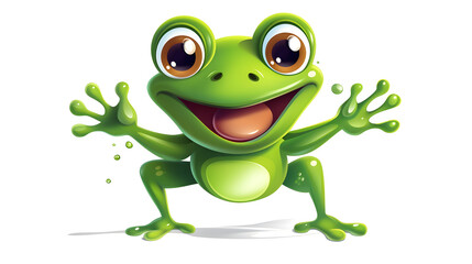 Obraz premium Cheerful Jumping Frog Character Cartoon Vector Graphic for Design Projects
