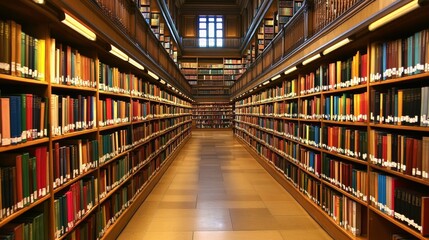 Fototapeta premium Books neatly displayed in the library