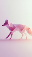 Obraz premium Abstract Low Poly Fox Illustration with a Soft Pink Gradient Background