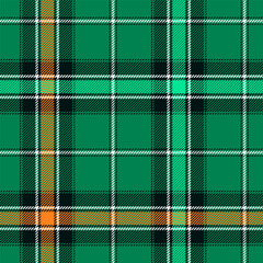 Classic tartan, plaid seamless pattern with green, white and orange