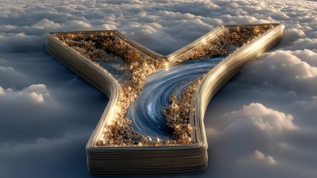 Floating Y with Galaxy Inside in Clouds