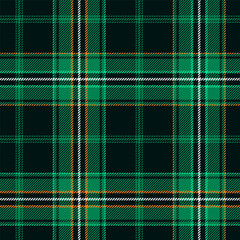 Classic tartan, plaid seamless pattern with green, white and orange