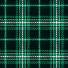Classic tartan, plaid seamless pattern with green, white and orange
