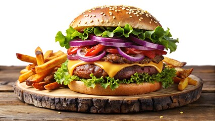 Double Bacon Cheeseburger with Crispy Fries