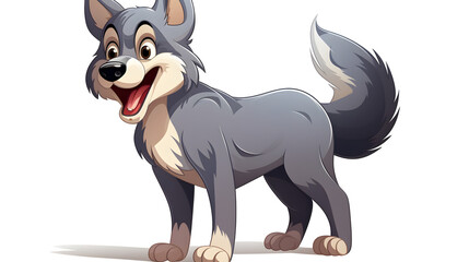 Obraz premium Cheerful and Creative Wolf Cartoon Vector Illustration for Multiple Usage Purposes
