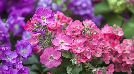 A bouquet of pink and purple flowers in full bloom.