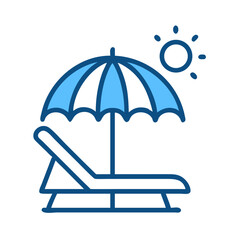 Beach Chair with Umbrella Icon Representing Sunbathing and Coastal Relaxation