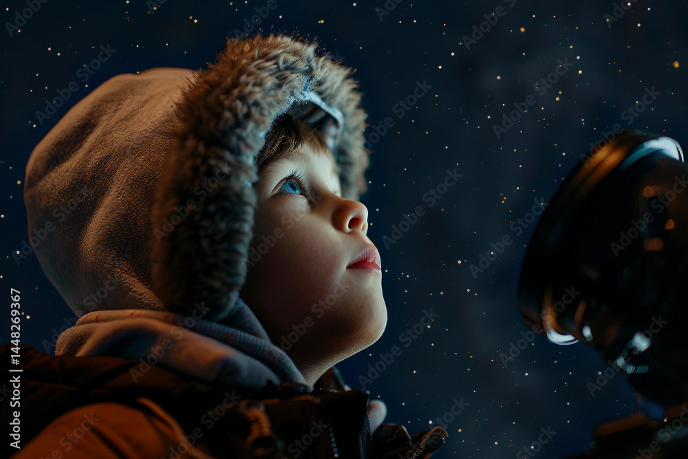 Canvas Prints astronomer stargazing with telescope made generative ai image