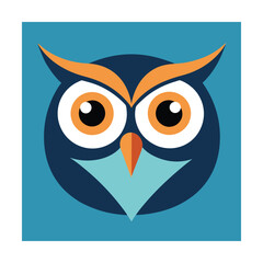 Stylized Owl Face with Wide Eyes for Wisdom and Education