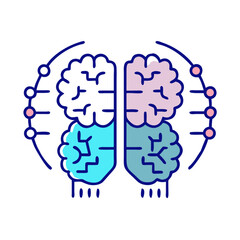 Dual Brain Processors Icon Representing Parallel AI Processing and Cognitive Computing