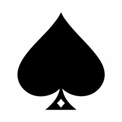 Fototapeta premium Black spade symbol, playing card suit, solid silhouette on white background