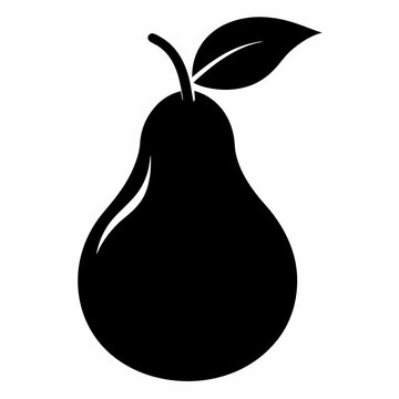recommend clip art: Black silhouette, pear shape, simple design, minimalist fruit illustration