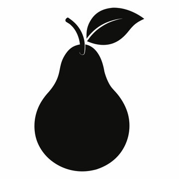 recommend clip art: Black silhouette, pear shape, simple design, minimalist fruit illustration