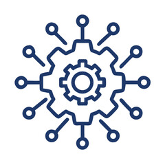 Gear Network Node Icon Representing Intelligent System Operations and AI Integration