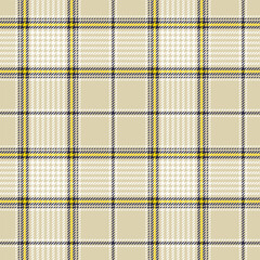 Scottish plaid seamless pattern with golden yellow on beige