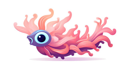 Obraz premium Colorful Nudibranch Cartoon Illustration for Marine Life Educational Materials