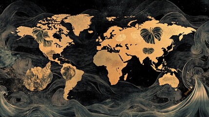 grunge world map background with grunge effect