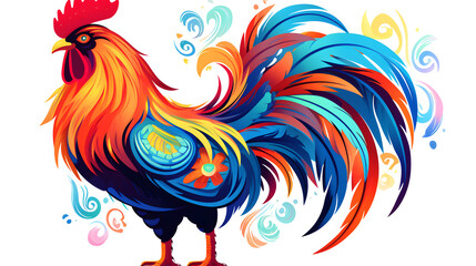 Colorful and Creative Rooster Cartoon Vector Illustration for Designs