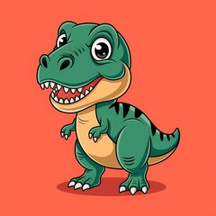 Obraz premium A charming cartoon of a Tyrannosaurus rex dinosaur with a big smile