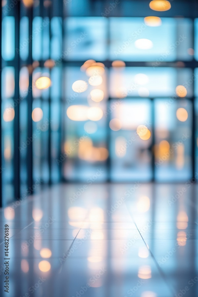 Leinwandbilder Abstract Interior View with Reflections and Bokeh Lighting in a Modern Building Space