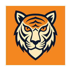 Thin Line Tiger Head with Stripes for Courage and Fierceness