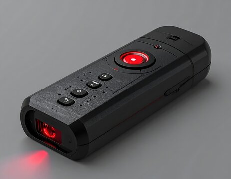 Black Barcode Scanner With Red Laser And Buttons