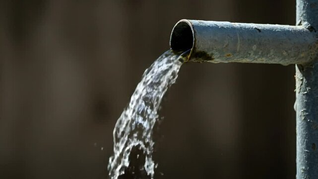 Water flowing from pipe
