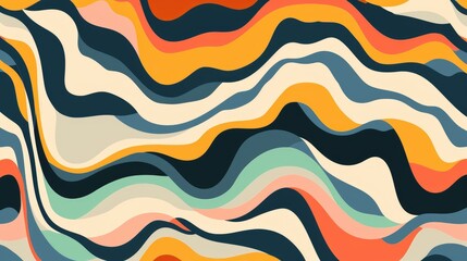 Abstract wavy pattern in warm and cool colors, creating a dynamic and fluid visual effect.