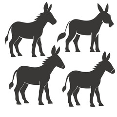 Set of Four Donkey Silhouettes in Profile