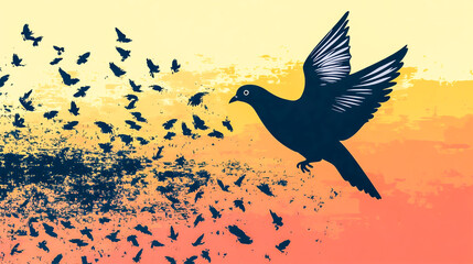 silhouette vector of pigeon bird illustration art