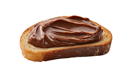 chocolate paste on a piece of bread isolated on white transparent background
