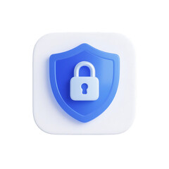 Security shield padlock protection safety privacy secure data cyber safety internet security icon render isolated on transparent background