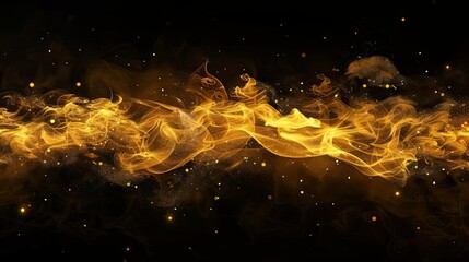 A swirling pattern of golden smoke and light against a dark background, evoking warmth and energy.