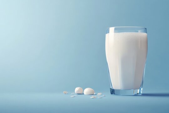 Refreshing glass of whole milk. A nutritious breakfast or snack option.