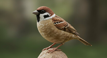 Sparrows Perched Gracefully on a Rock in Natural Habitat