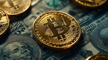 Cryptocurrency in circulation with American dollar paper money