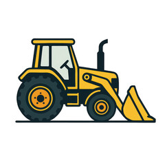 Fototapeta premium Robust yellow utility tractor equipped with a versatile front loader, perfect for digging and moving materials.