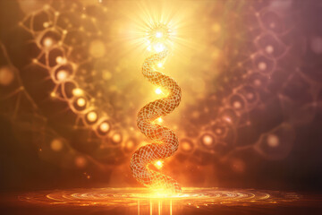 Glowing Coiled Shape Radiates Light in Abstract Symbolic Composition With Ethereal Atmosphere