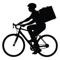 Fototapeta premium Bicycle Delivery Rider Silhouette Icon - Food Courier on Bike Vector