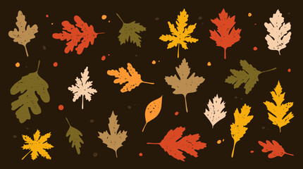   Dry Autumn Leaves Clip Art for Fall Background, maple leaf, autumn trees, falling leaves, flower vector, autumn border leaves icon, or leaf logo in vector  © kawacreative