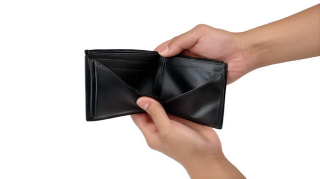 Empty Wallet in Hands Showing Poverty Lack of Money Financial Trouble