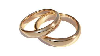 Two gold wedding rings intertwined symbolizing love and commitment,