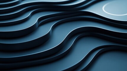 Obraz premium Intricate layered waves in deep indigo.