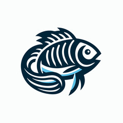 fish illustration icon with water