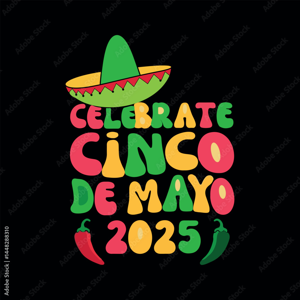 Fototapete cinco de mayo typography font typescript vector tshirt design illustrations