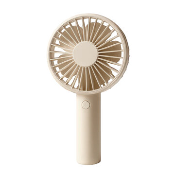 Compact handheld electric fan with a smooth beige finish, providing personal cooling convenience wherever you need it.