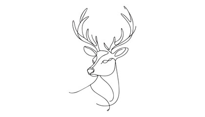 Continuous one single minimal line drawing deer